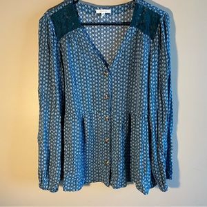 Teal baby doll blouse